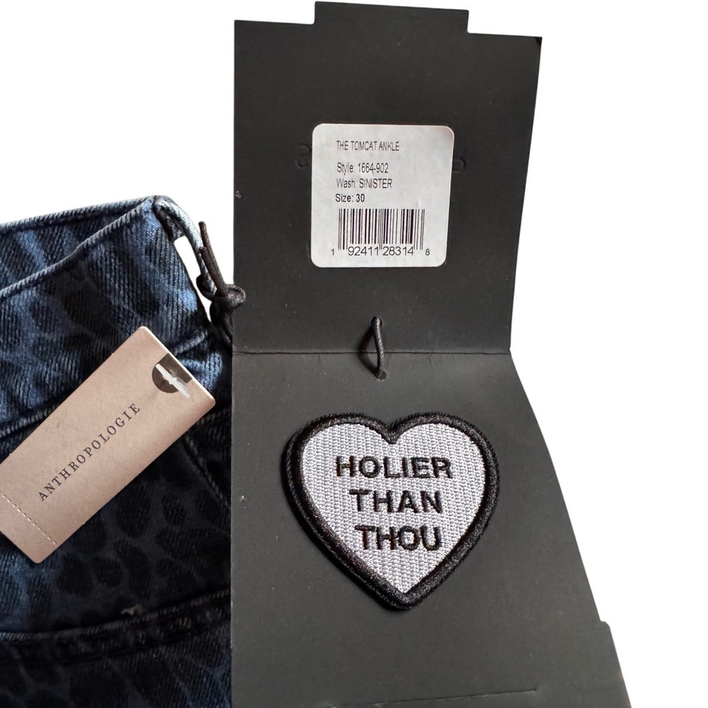 MOTHER Blue Leopard Print Straight Leg Jeans - Picture 15 of 16